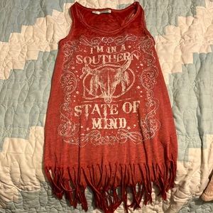 Bought at Maurice’s size XS fits like a small or medium.